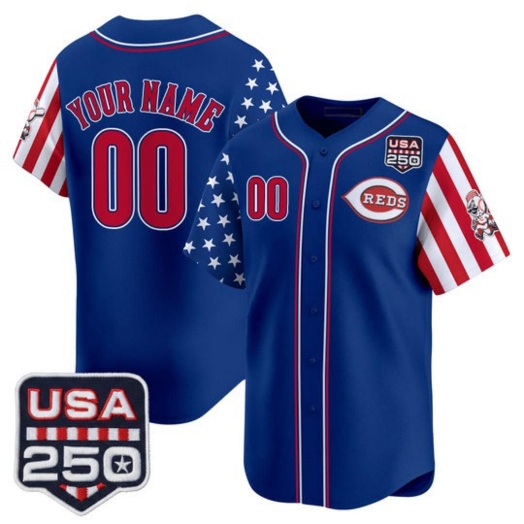 Custom Cincinnati Reds America 250 Edition Vapor Premier Limited Royal BFRAILEY Stitched Jerseys