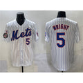 New York Mets #5 David Wright White BFRAILEY With Patch Stitched Jersey