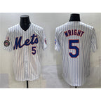 New York Mets #5 David Wright White BFRAILEY With Patch Stitched Jersey