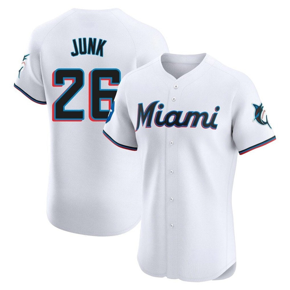 Miami Marlins #26 Janson Junk Player White BFRAILEY Home Limited Elite Stitched Jerseys