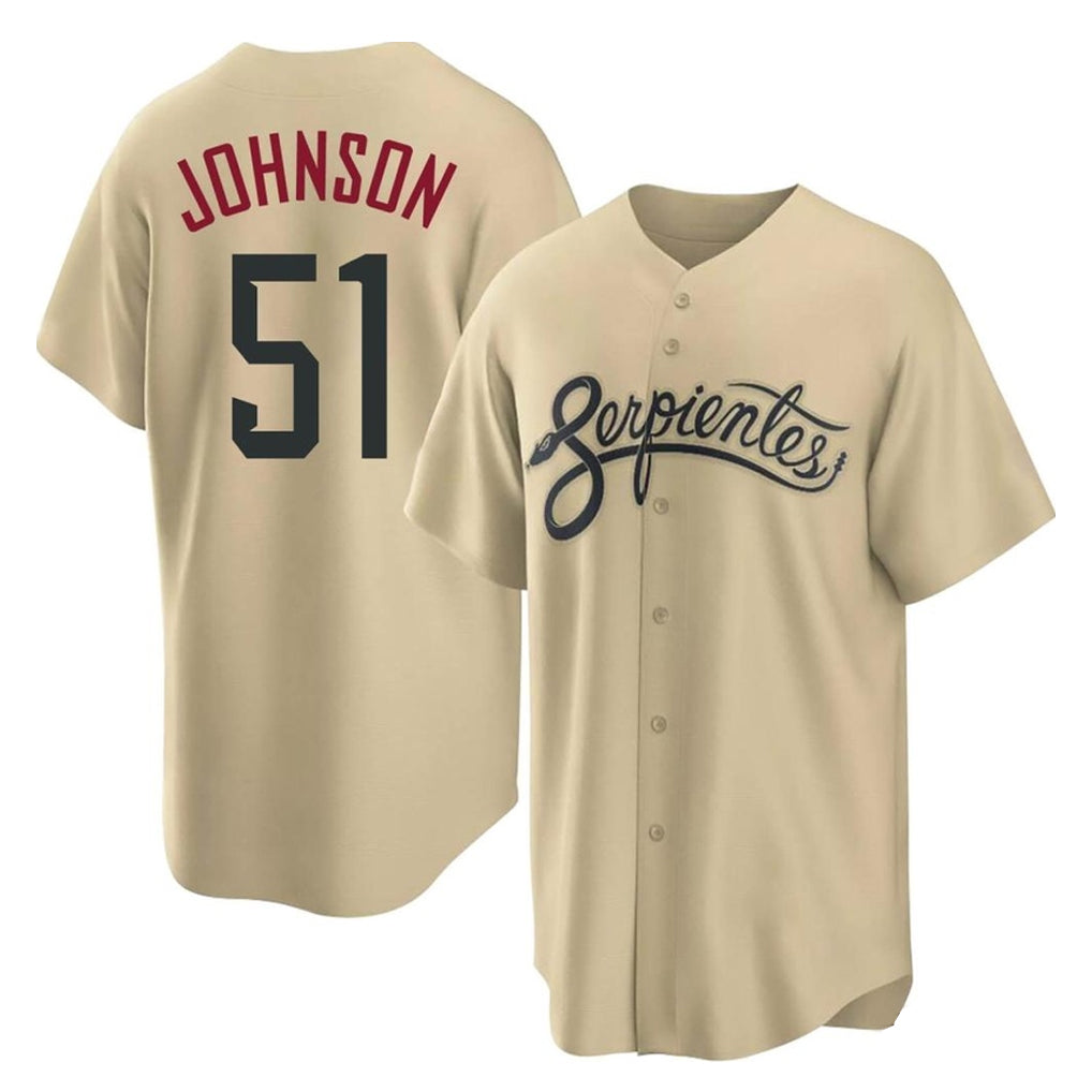 Arizona Diamondbacks #51 Randy Johnson Player Tan BFRAILEY City Connect Home Game Stitched Jerseys