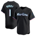Miami Marlins #1 Connor Norby Player Black BFRAILEY Home Limited Stitched Jerseys