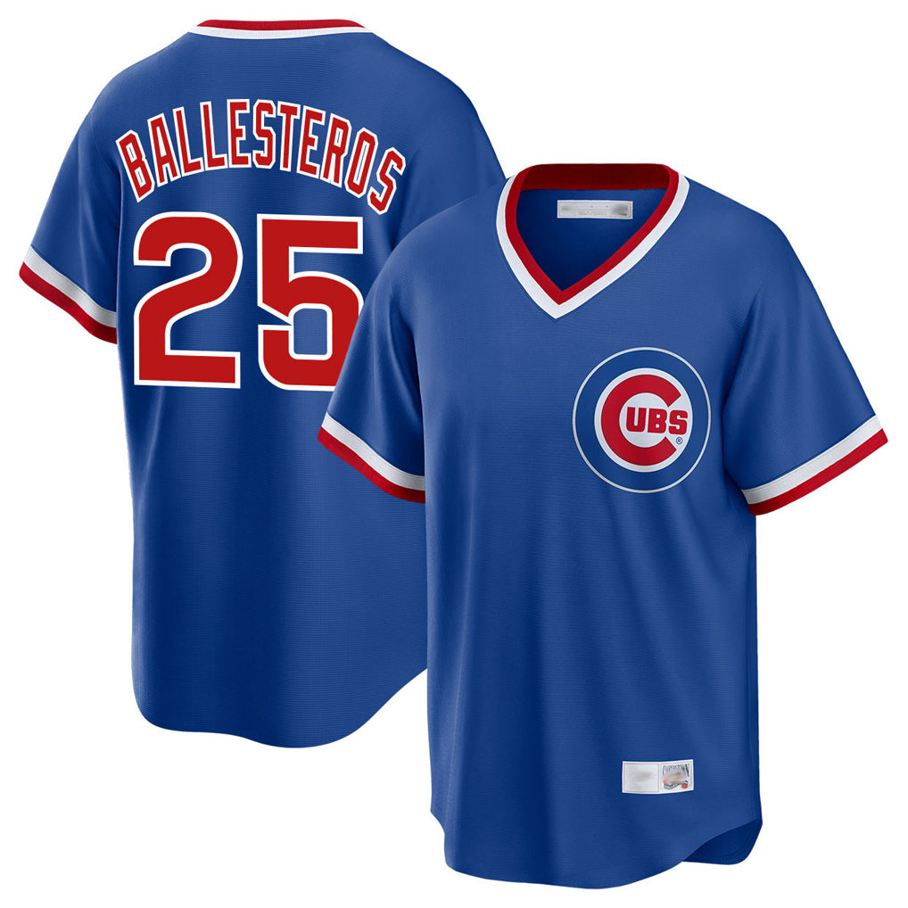 Chicago Cubs #25 Moises Ballesteros Player Royal BFRAILEY T-shirt Cooperstown Collection Limited Stitched Jerseys
