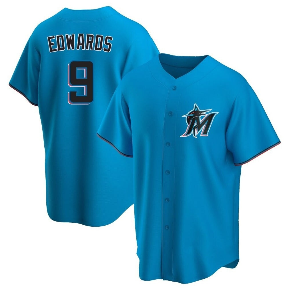 Miami Marlins #9 Xavier Edwards Player Blue BFRAILEY Home Game Stitched Jerseys