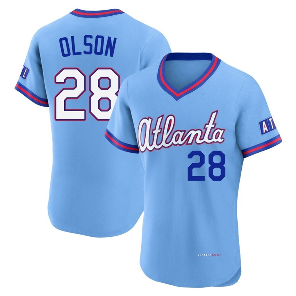 Atlanta Braves #28 Matt Olson Player Powder Blue BFRAILEY 2026 City Connect T-shirt Limited Elite Home Game Stitched Jerseys