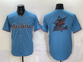 Miami Marlins Blue BFRAILEY Team Big Logo Cool Base Stitched Jersey