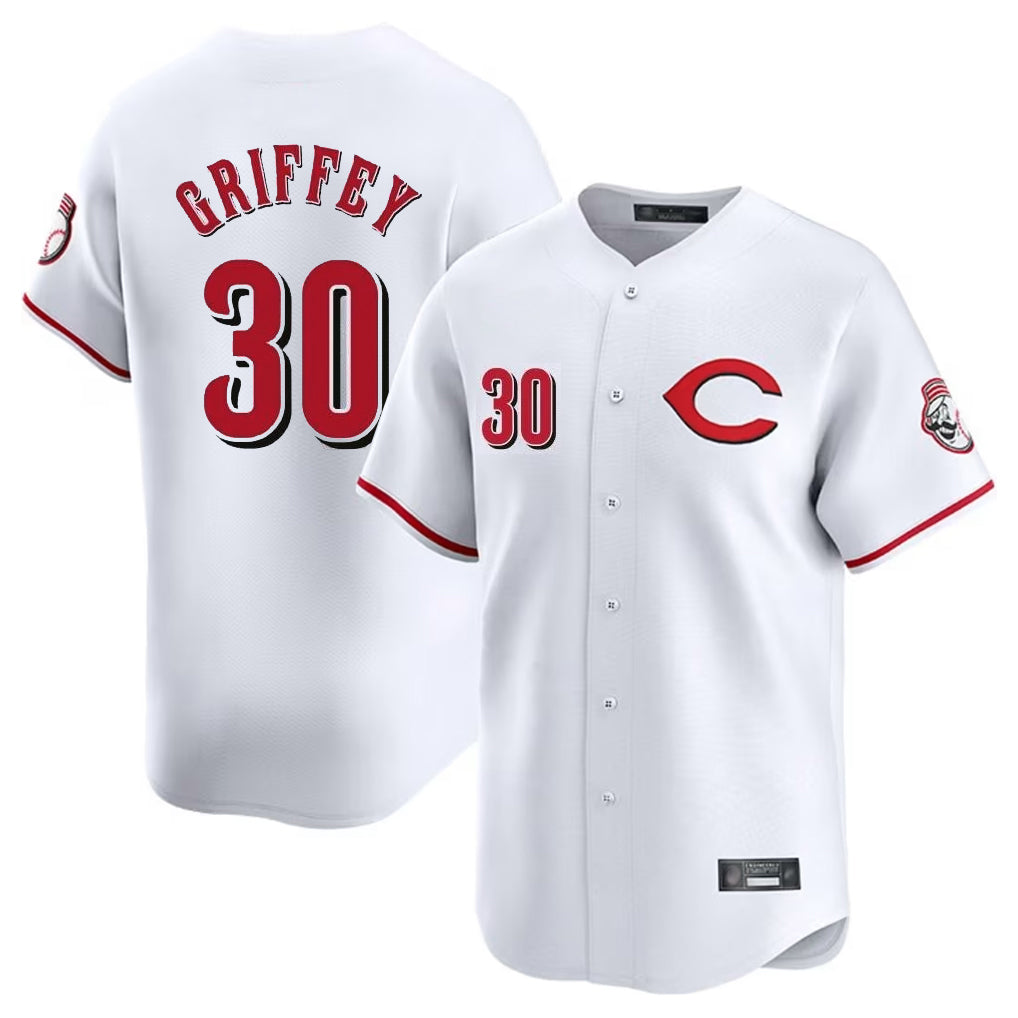 Cincinnati Reds #30 Ken Griffey Player White BFRAILEY Limited Home Stitched Jerseys