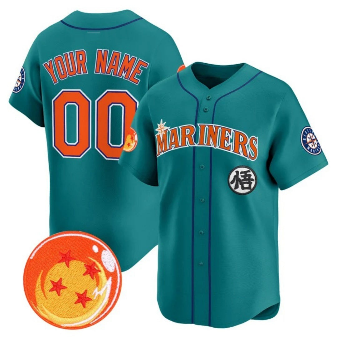 Custom Seattle Mariners x Dragon Ball Teal BFRAILEY Vapor Premier Limited Jersey - All Stitched