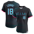 Miami Marlins #18 Griffin Conine Player Black BFRAILEY City Connect Home Limited Elite Stitched Jerseys