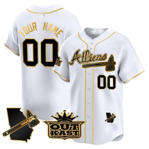 Custom Atlanta Braves Atliens Vapor Premier Limited Jersey V2 ¨C White Gold BFRAILEY
