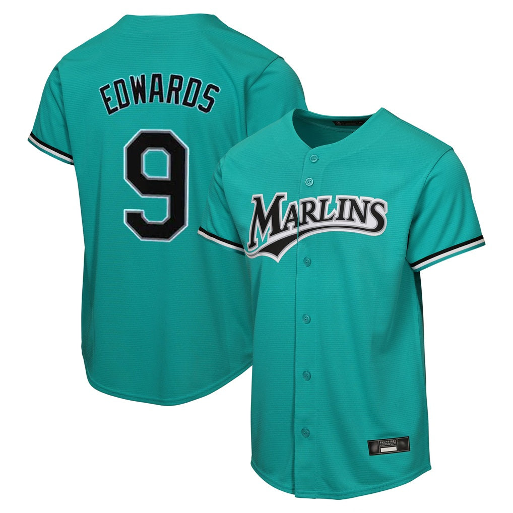 Miami Marlins #9 Xavier Edwards Player Teal BFRAILEY Home Game Stitched Jerseys