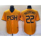 Pittsburgh Pirates #22 Andrew McCutchen Gold BFRAILEY 2023 City Connect Stitched Jersey