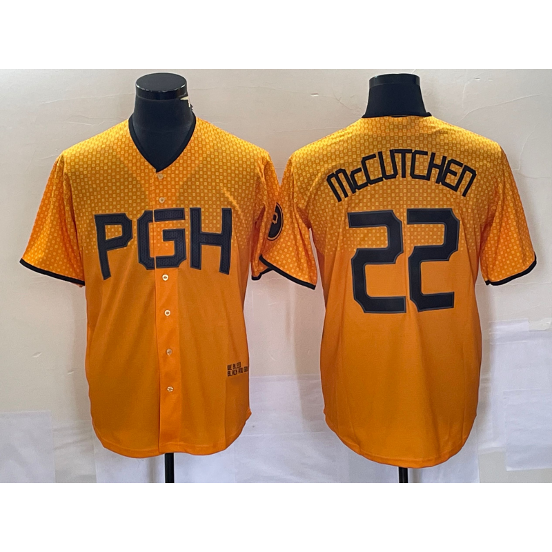 Pittsburgh Pirates #22 Andrew McCutchen Gold BFRAILEY 2023 City Connect Stitched Jersey
