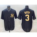 New York Yankees #3 Babe Ruth Black Gold BFRAILEY Cool Base Stitched Jersey