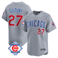 Chicago Cubs #27 Seiya Suzuki Player Gray BFRAILEY Road 150th Anniversary Limited Home Stitched Jerseys