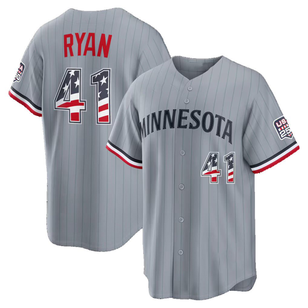 Minnesota Twins #41 Joe Ryan USA 250 Fourth of July Road Stadium Jersey - Gray BFRAILEY