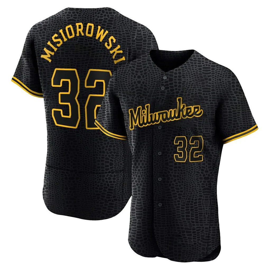 Milwaukee Brewers #32 Jacob Misiorowski Player Black BFRAILEY Snake Skin City Home Limited Elite Stitched Jerseys