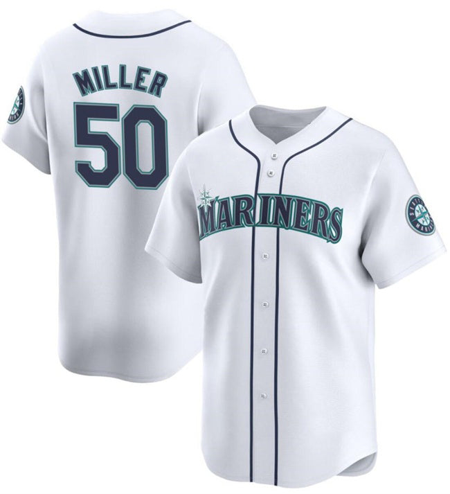 Seattle Mariners #50 Bryce Miller White BFRAILEY Home Limited Stitched jersey