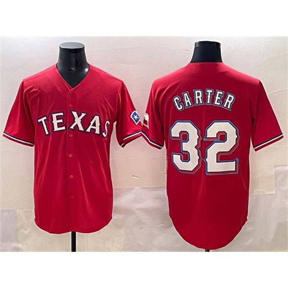 Texas Rangers #32 Evan Carter Red BFRAILEY Cool Base Stitched Jersey