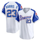 Atlanta Braves #23 Michael Harris II Player White BFRAILEY Throwback Cooperstown Collection T-shirt Game Stitched Jerseys