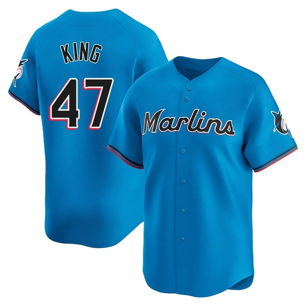 Miami Marlins #47 John King Player Blue BFRAILEY Home Limited Stitched Jerseys