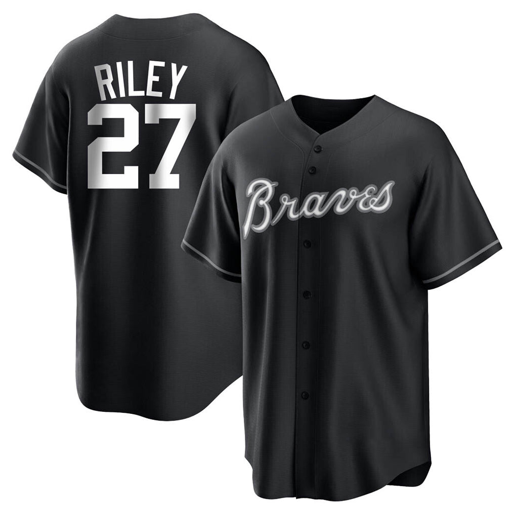 Atlanta Braves #27 Austin Riley Player Black BFRAILEY Home Game Stitched Jerseys
