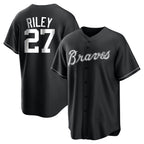 Atlanta Braves #27 Austin Riley Player Black BFRAILEY Home Game Stitched Jerseys