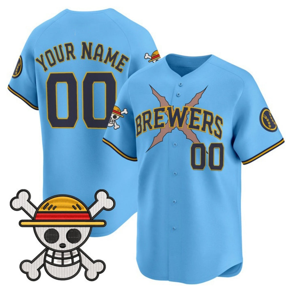 Custom Milwaukee Brewers x One Piece Light Blue BFRAILEY Vapor Premier Limited Jersey - Stitched