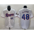 Texas Rangers #48 Jacob deGrom Number White BFRAILEY 2024 Gold Collection Limited Cool Base Jersey 2