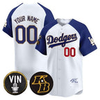 Custom Los Angeles Dodgers Vin Patch & Kobe Bryant Signature Vapor Premier Limited Jersey ¨C White 2 BFRAILEY