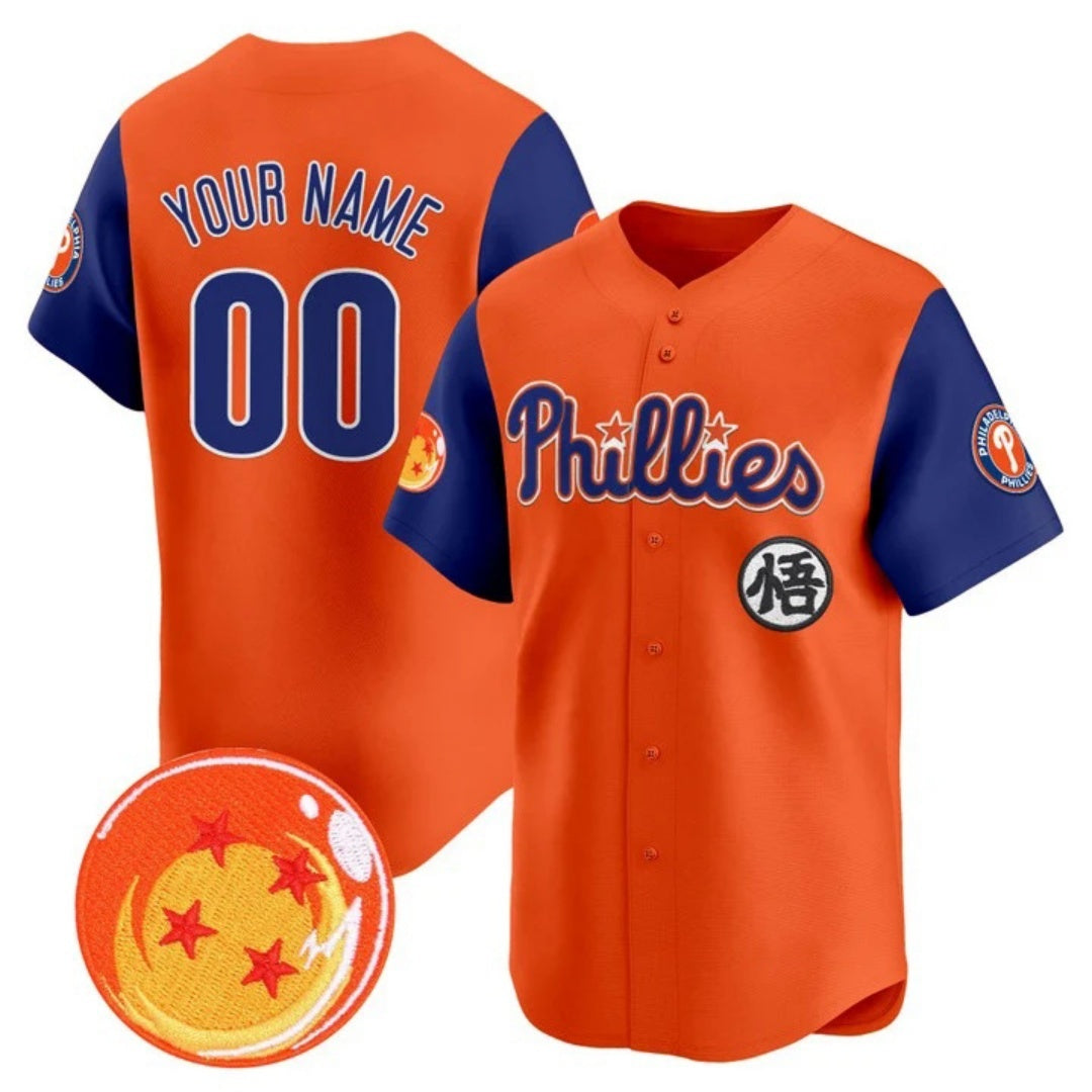 Custom Philadelphia Phillies x Dragon Ball Royal Orange BFRAILEY Vapor Premier Limited Jersey - All Stitched