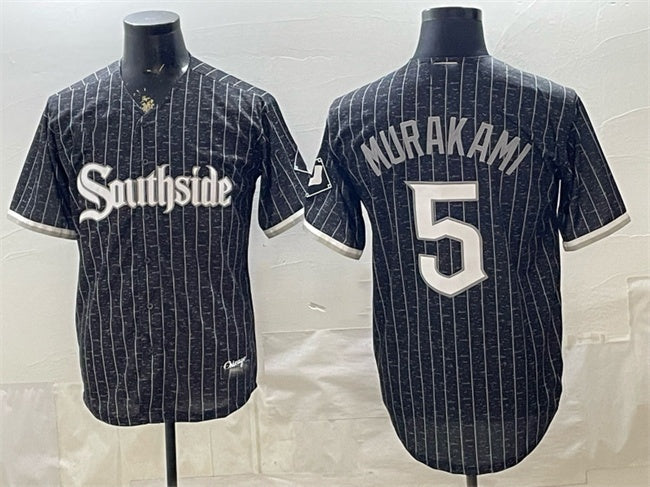Chicago White Sox #5 Munetaka Murakami Black BFRAILEY 2021 City Connect Cool Base Stitched Jersey