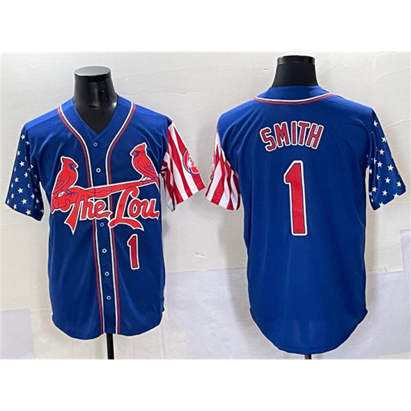 St. Louis Cardinals #1 Ozzie Smith Royal BFRAILEY Independence Day Vapor Premier Limited Stitched Jersey
