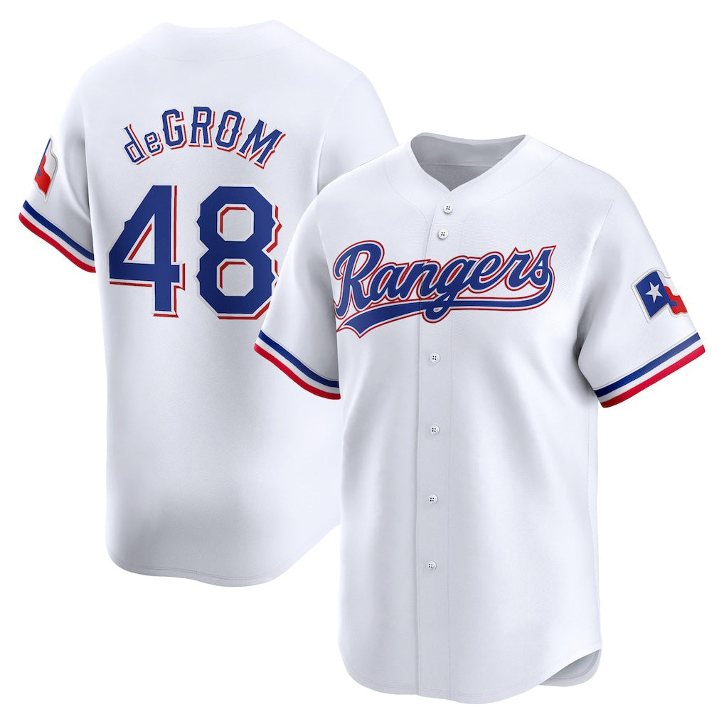 Texas Rangers #48 Jacob deGrom White BFRAILEY Home Limited Player Jersey