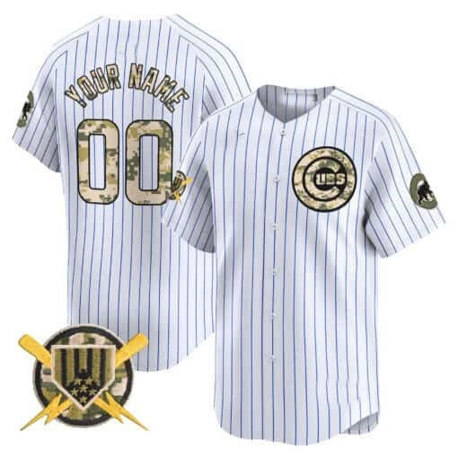 Custom Chicago Cubs Armed Forces Day Vapor Premier Limited Jersey ¨C White BFRAILEY