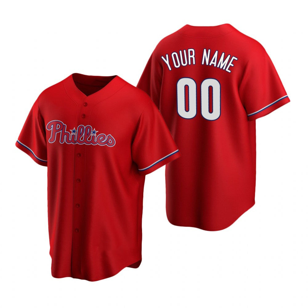 Custom Philadelphia Phillies Red BFRAILEY Stitched Cool Base Jersey