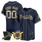 Custom Atlanta Braves Armed Forces Day Vapor Premier Limited Jersey ¨C Navy BFRAILEY