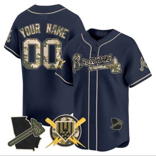 Custom Atlanta Braves Armed Forces Day Vapor Premier Limited Jersey ¨C Navy BFRAILEY