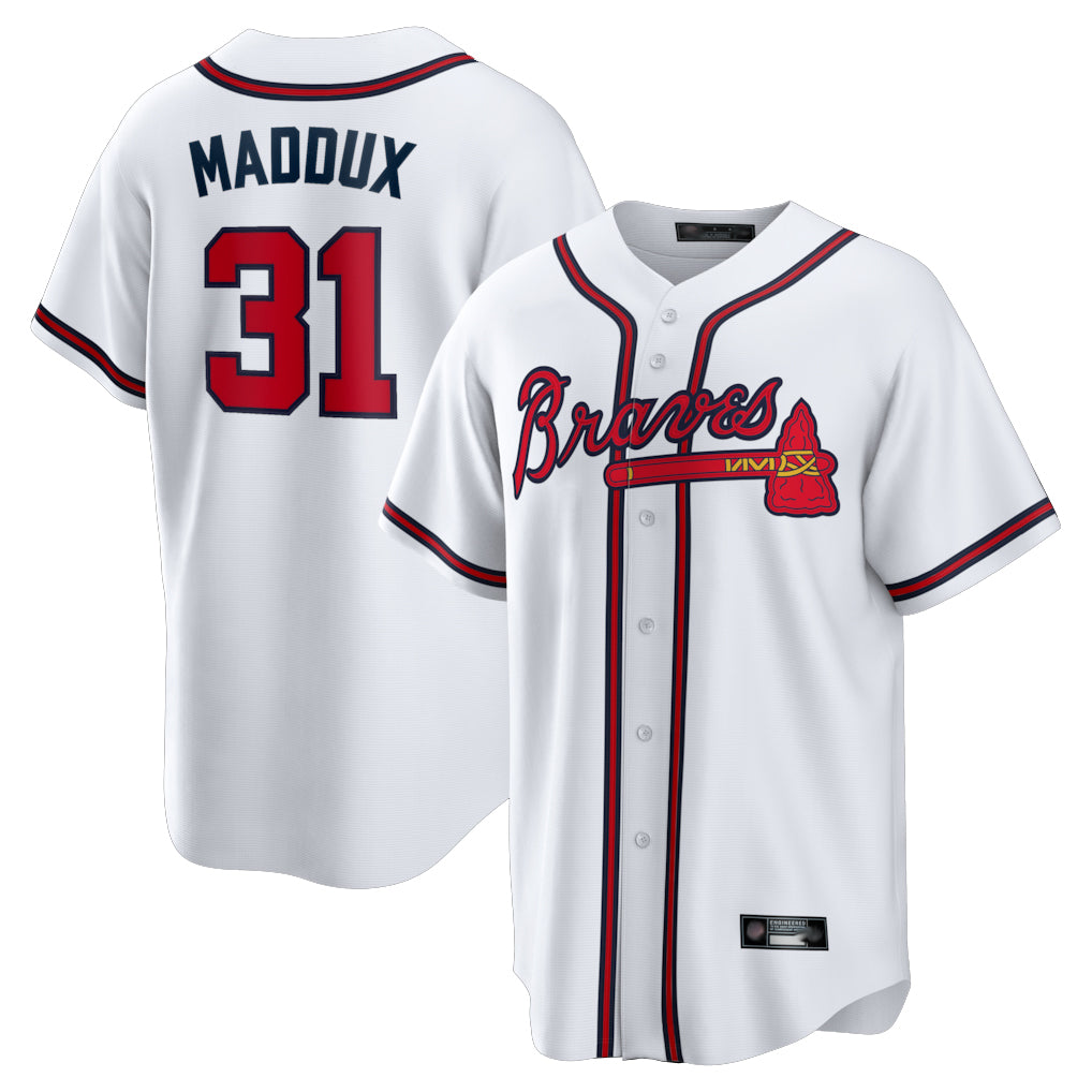 Atlanta Braves #31 Greg Maddux Player White BFRAILEY Home Game Stitched Jerseys