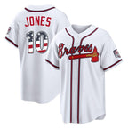 Atlanta Braves #10 Chipper Jones Player White BFRAILEY USA 250 Fourth Of July Limited Home Game Stitched Jerseys