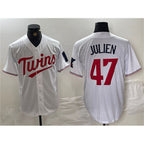 Minnesota Twins #47 Edouard Julien White BFRAILEY Cool Base Stitched Jerseys