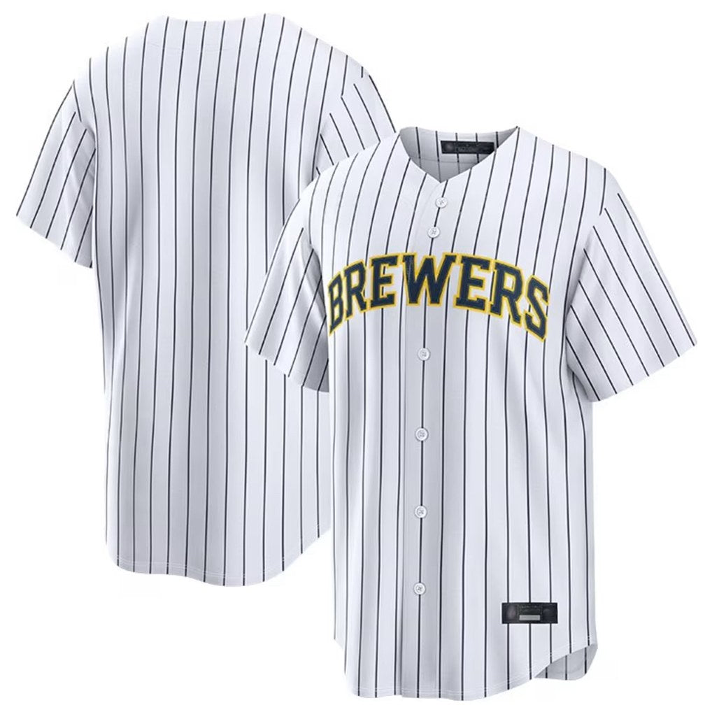 Milwaukee Brewers Blank Player White BFRAILEY Stripes Home Limited Stitched Jerseys