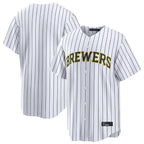 Milwaukee Brewers Blank Player White BFRAILEY Stripes Home Limited Stitched Jerseys