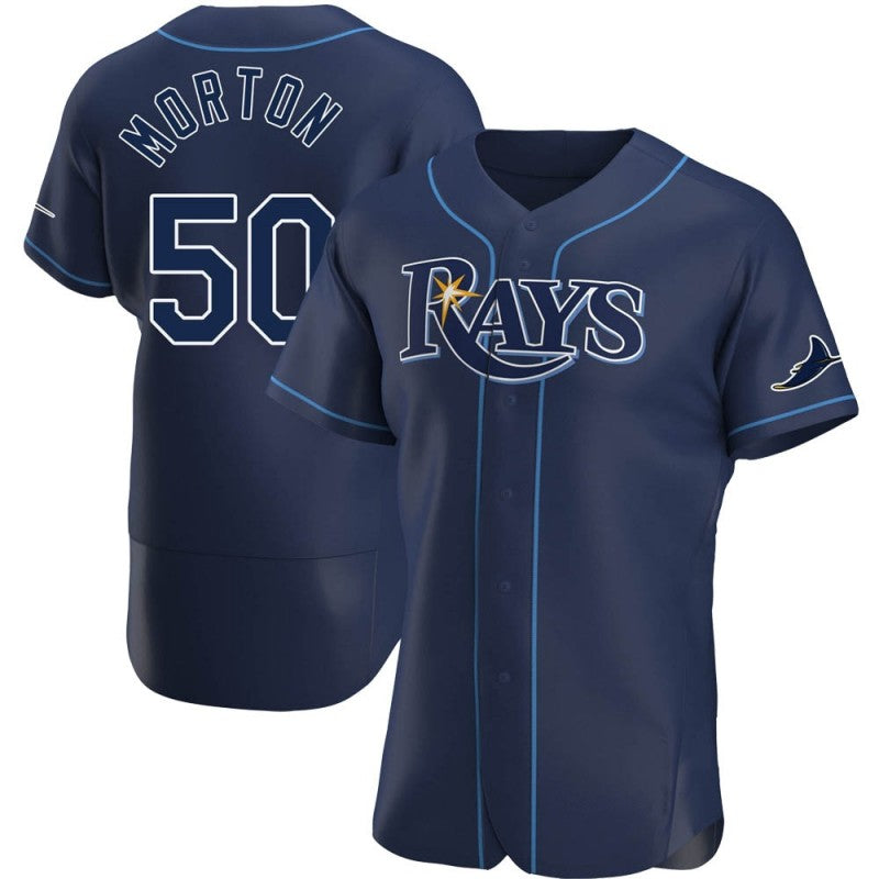 Tampa Bay Rays #50 Charlie Morton Navy BFRAILEY Alternate Jersey