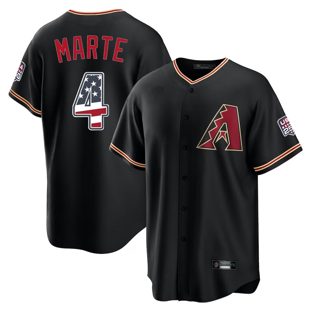 Arizona Diamondbacks #4 Ketel Marte Player Black BFRAILEY USA 250 Fourth of July Game Home Stitched Jerseys