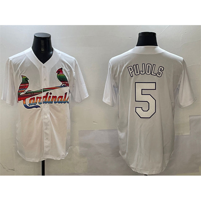 St. Louis Cardinals #5 Albert Pujols White BFRAILEY Cool Base Stitched Jersey