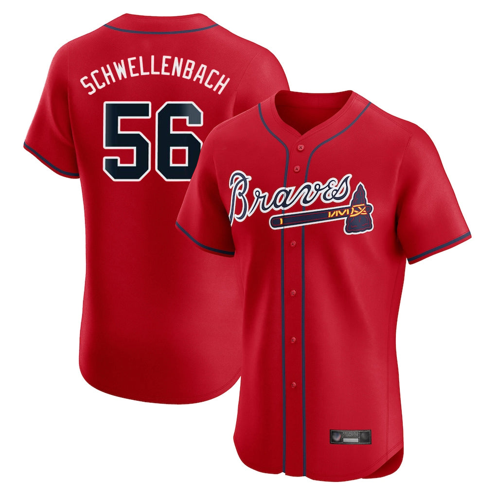Atlanta Braves #56 Spencer Schwellenbach Player Red BFRAILEY Limited Elite Home Game Stitched Jerseys