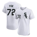 Chicago White Sox #72 Carlton Fisk Player White BFRAILEY Stripe Limited Elite Home Stitched Jerseys