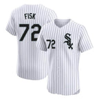 Chicago White Sox #72 Carlton Fisk Player White BFRAILEY Stripe Limited Elite Home Stitched Jerseys