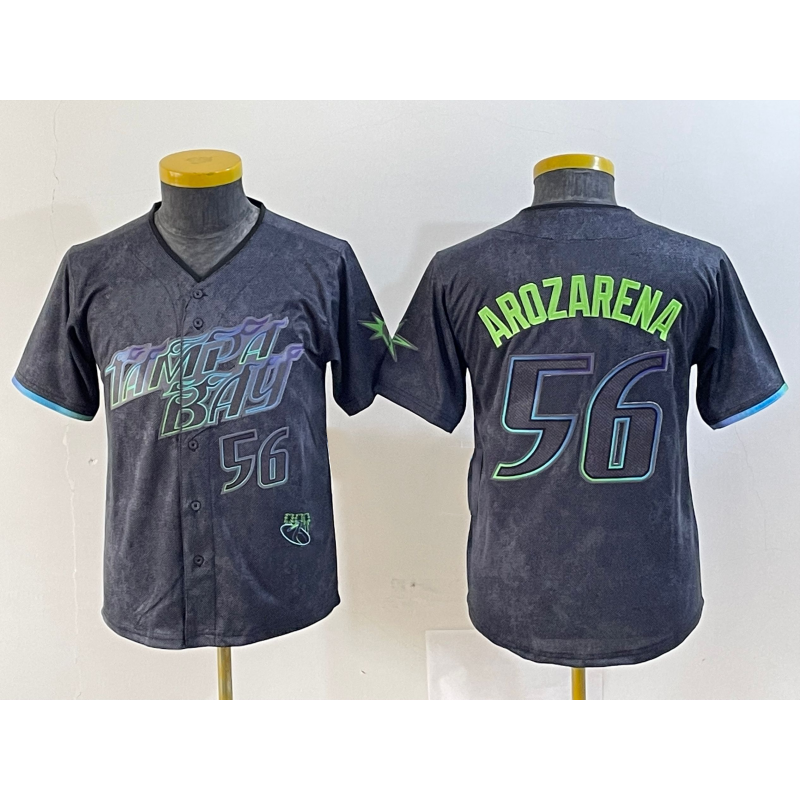 Tampa Bay Rays #56 Randy Arozarena Number Charcoal BFRAILEY 2024 City Connect Limited Stitched Jersey 2